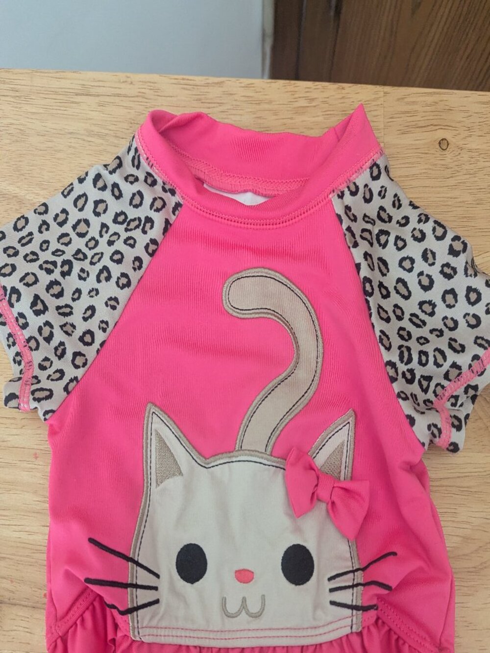 Swim Rash Guard Cheetah Ruffles Bow Pink Cat Sun Protection Summer Baby 12 Month